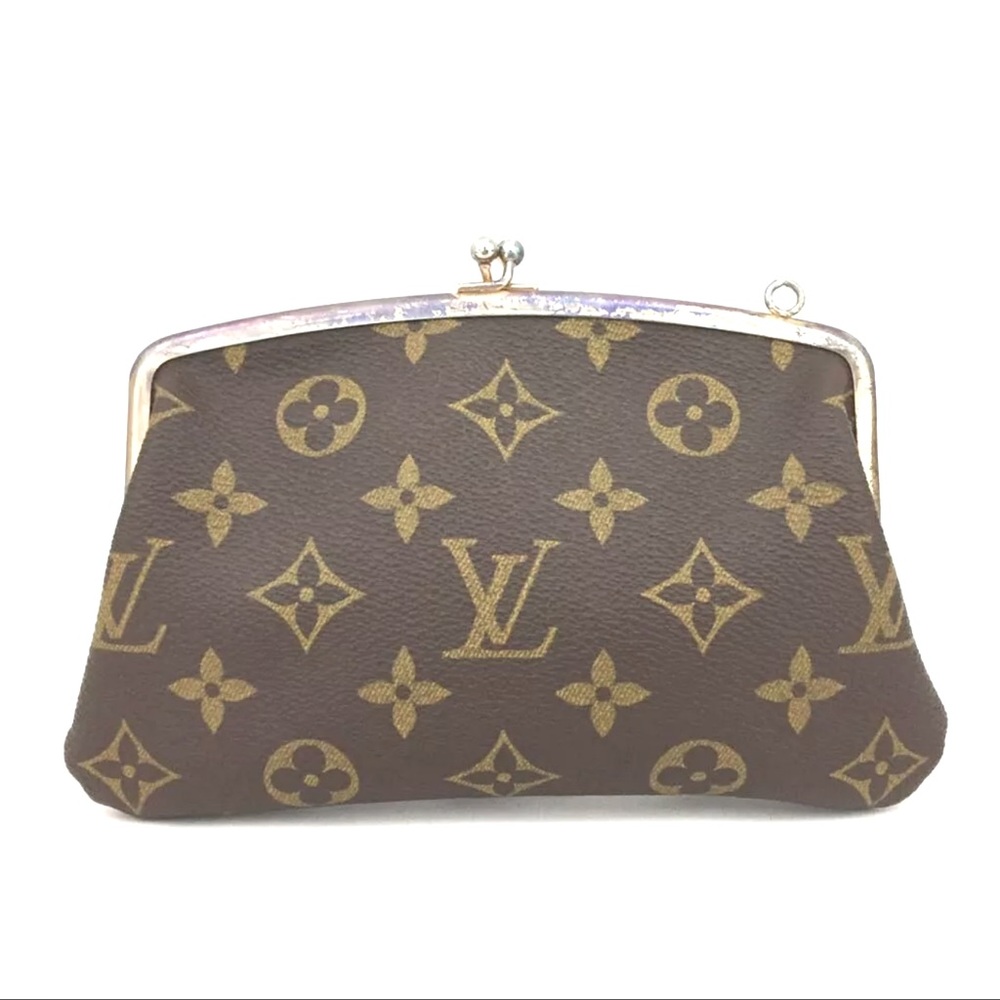AUTH Louis Vuitton RARE Monogram French Twist Purse Kisslock Pouch - Picture 1 of 8